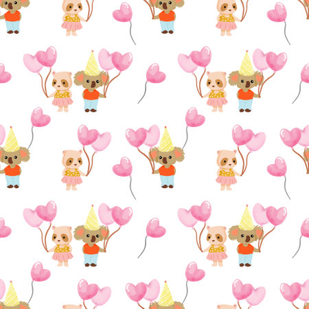 Seamless pattern with cute dogs and hearts.の写真素材