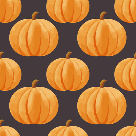 Seamless pattern with pumpkins on dark background.のイラスト素材