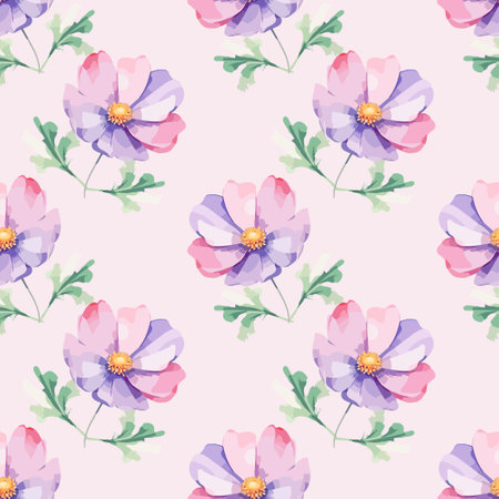 Seamless floral pattern with watercolor flowers.のイラスト素材