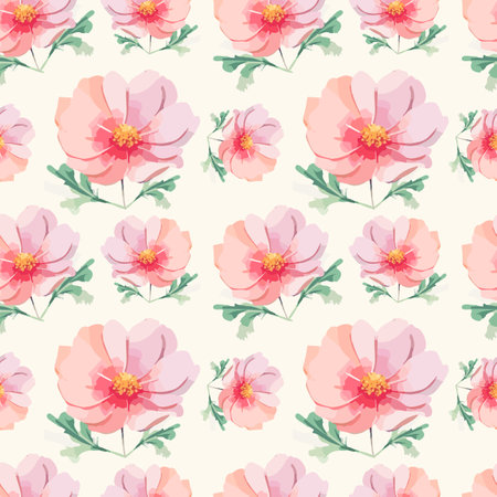Seamless pattern with watercolor flowers. Floral background.のイラスト素材