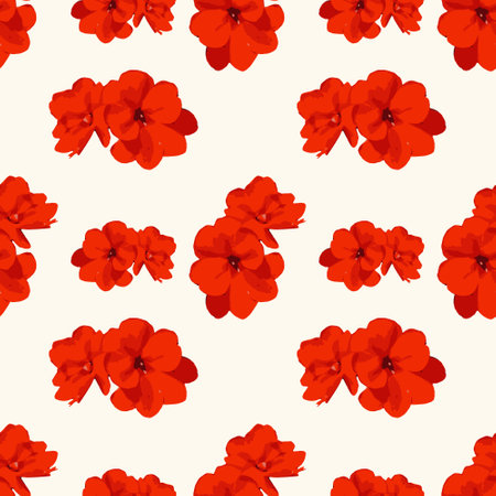 Seamless pattern with red hibiscus flowers.のイラスト素材