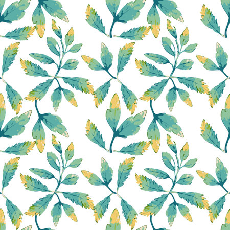 Seamless pattern with watercolor leaves.のイラスト素材