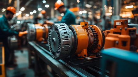 Industrial factory workers working on the production line. Industry and engineering concept.の素材