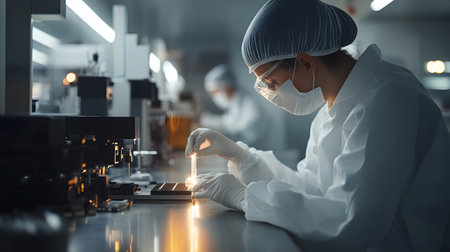 scientist working with microscope in laboratory, science research and development conceptの素材