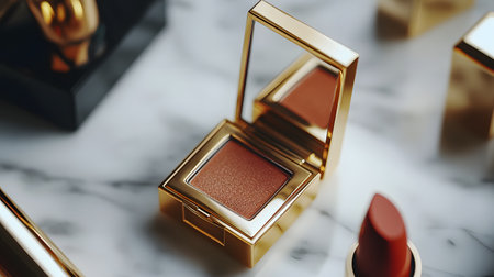 Golden cosmeticsle background, 3d rendering. Computer digital drawing.の素材