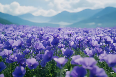 Beautiful field of purple anemones in the Carpathian mountainsの素材