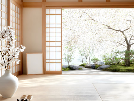 Japanese style room interior design. 3d rendering japanese style.の素材