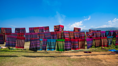 Colorful native northern thai silkの写真素材