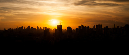 Bangkok cityscape silhouette view, Thailand