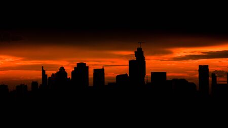 Bangkok cityscape silhouette view Thailandの写真素材