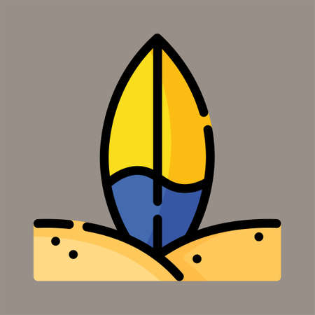 Surfboard icon or logo illustration vector graphic with gray background. Perfect use for ui, website, pattern, design, etc.のイラスト素材