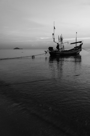 The view in the morning. The sky, the sea, the image of black and white.の写真素材