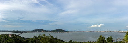 Bridge over the sea curse Songkhla panoramic views, municipal Songkhla and sea curse the Songkhlaの写真素材