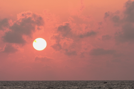 Gulf of Thailand Sunrise Big Sun Godの写真素材