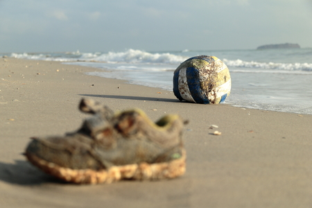 Things came to the sea shore and beachの写真素材