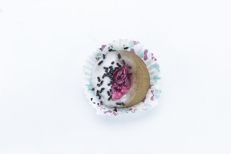 Mini cakes on white backgroundの写真素材