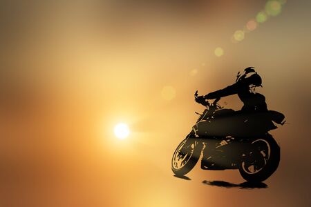 Motorcycle Travel Travel Sunrise and Sunsetの写真素材