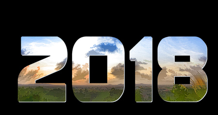 2018 panorama landscape sky and mountainsの写真素材