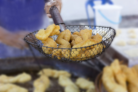 Fry the oil. Eat as breakfast with hot porridge or drinks.の写真素材