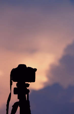 Set of pictures of sunset beauty of nature taking pictures from the cameraの写真素材