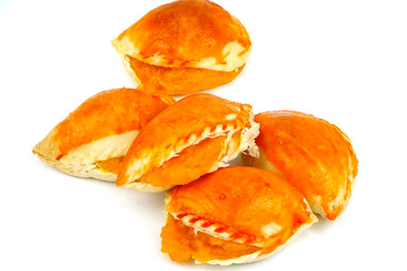 Egg custard pastry image set white backgroundの写真素材