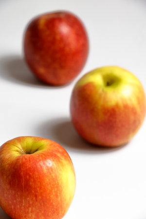 Set of pictures of apples on a white backgroundの写真素材