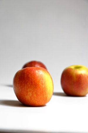 Set of pictures of apples on a white backgroundの写真素材