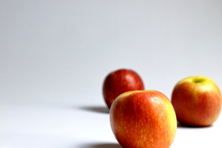 Set of pictures of apples on a white backgroundの写真素材