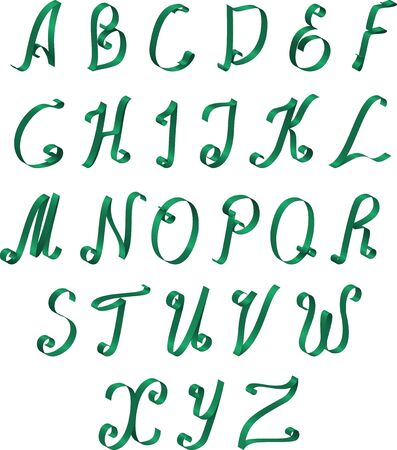 Green ribbon calligraphic alphabetのイラスト素材