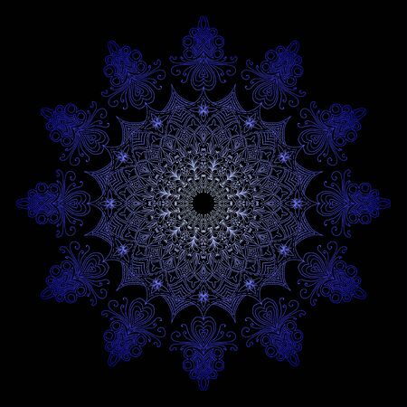 Vintage decorative elements. Background in blue and black tonesのイラスト素材