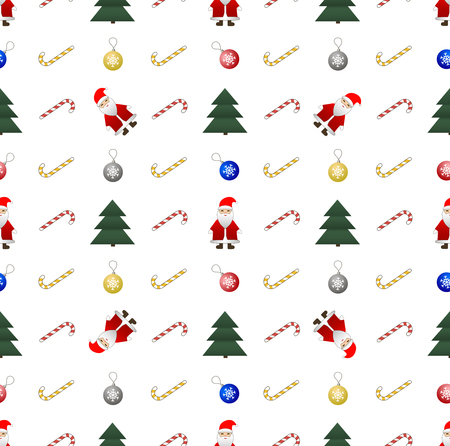 Christmas and New Year seamless pattern on white backgroundのイラスト素材