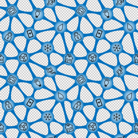 Seamless grid on transparent background. Internet of things.
