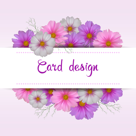 Cosmos flower card design. Floral invitation.のイラスト素材