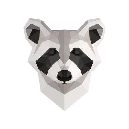 Low poly illustration. Raccoon head. Polygonal artのイラスト素材