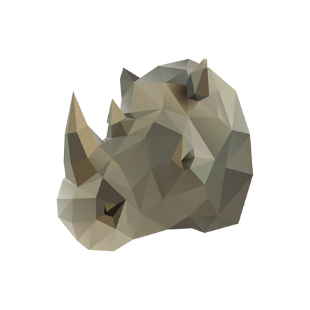 Low poly illustration. Rhino isolated on white backgroundのイラスト素材