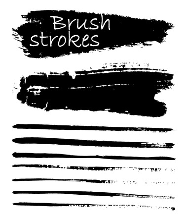 Set of black paint, ink brush strokes brushes, lines.のイラスト素材