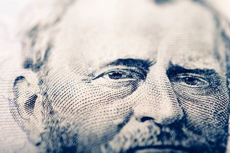 Macro photograph of a fifty dollar bill
