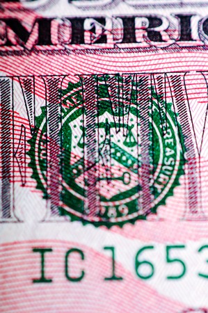 Macro photograph of a fifty dollar bill 