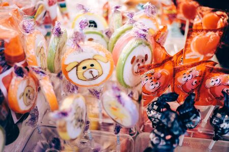 Yummy sweet lollipopsの写真素材