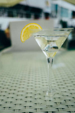 Vermouth cocktail with lemon in the glassの写真素材