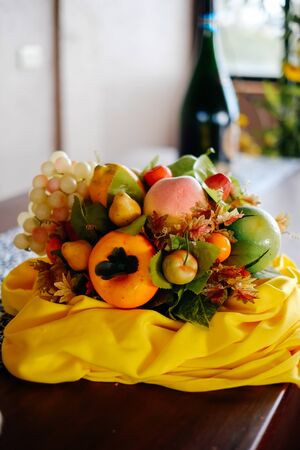 fake fruit for decorate on the tableの写真素材