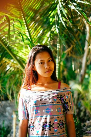 Natural portrait Beautiful Asian girl smiling. Native Asian beauty. Asian womanの写真素材