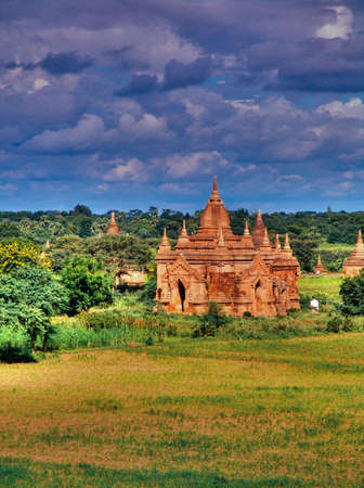 Landscape view on temple area of Bagan in Myanmar