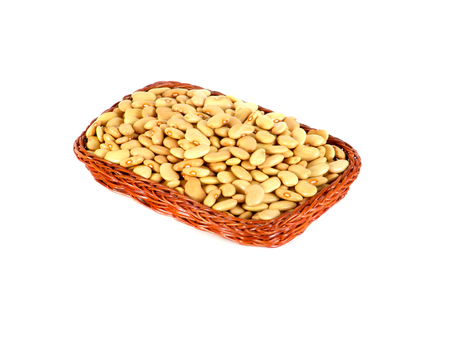 Yellow kidney bean isolated on white backgroundの写真素材