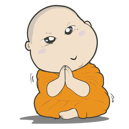 Buddhist Monk Character Cartoon Design-Vector Illustrationのイラスト素材