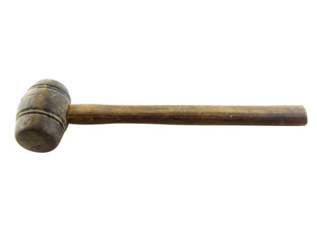 Old rusted hammer isolated on white background.Equipment technician.