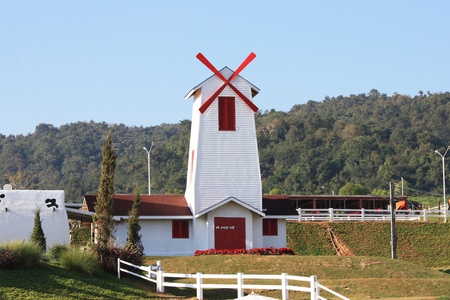 Windmill on a white tower