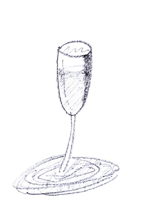 Hand draw sketch of wine glassの写真素材