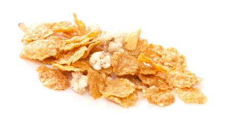 Cereals made from whole grain on white backgroundの写真素材