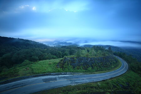 Road curve in Chiangmaiの写真素材